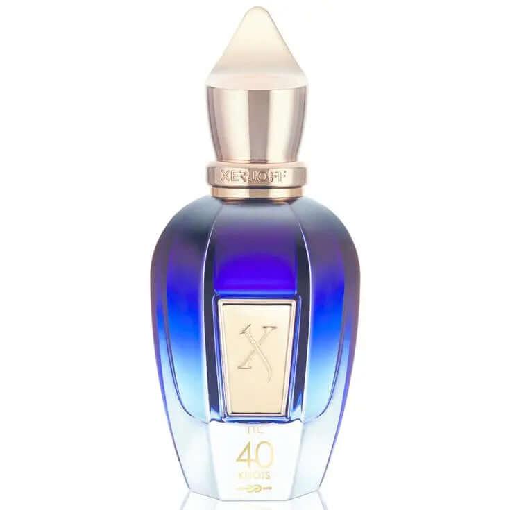 40 Knots Xerjoff unisex aquatic fragrance bottle with blue gradient design and gold accents