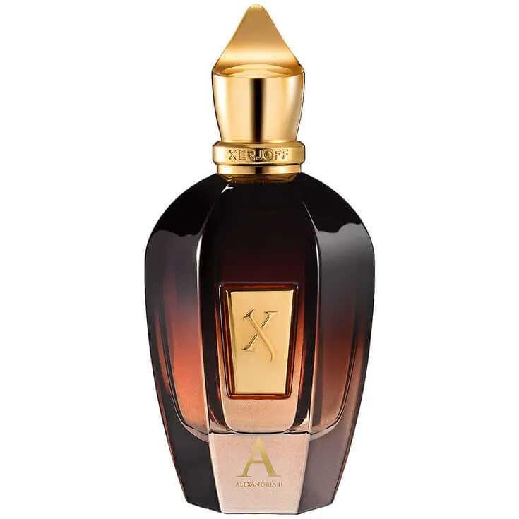 Alexandria II Xerjoff unisex amber woody fragrance bottle with gold cap