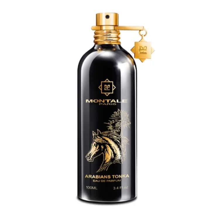 Montale Arabians Tonka unisex eau de parfum bottle with black and gold design and horse illustration