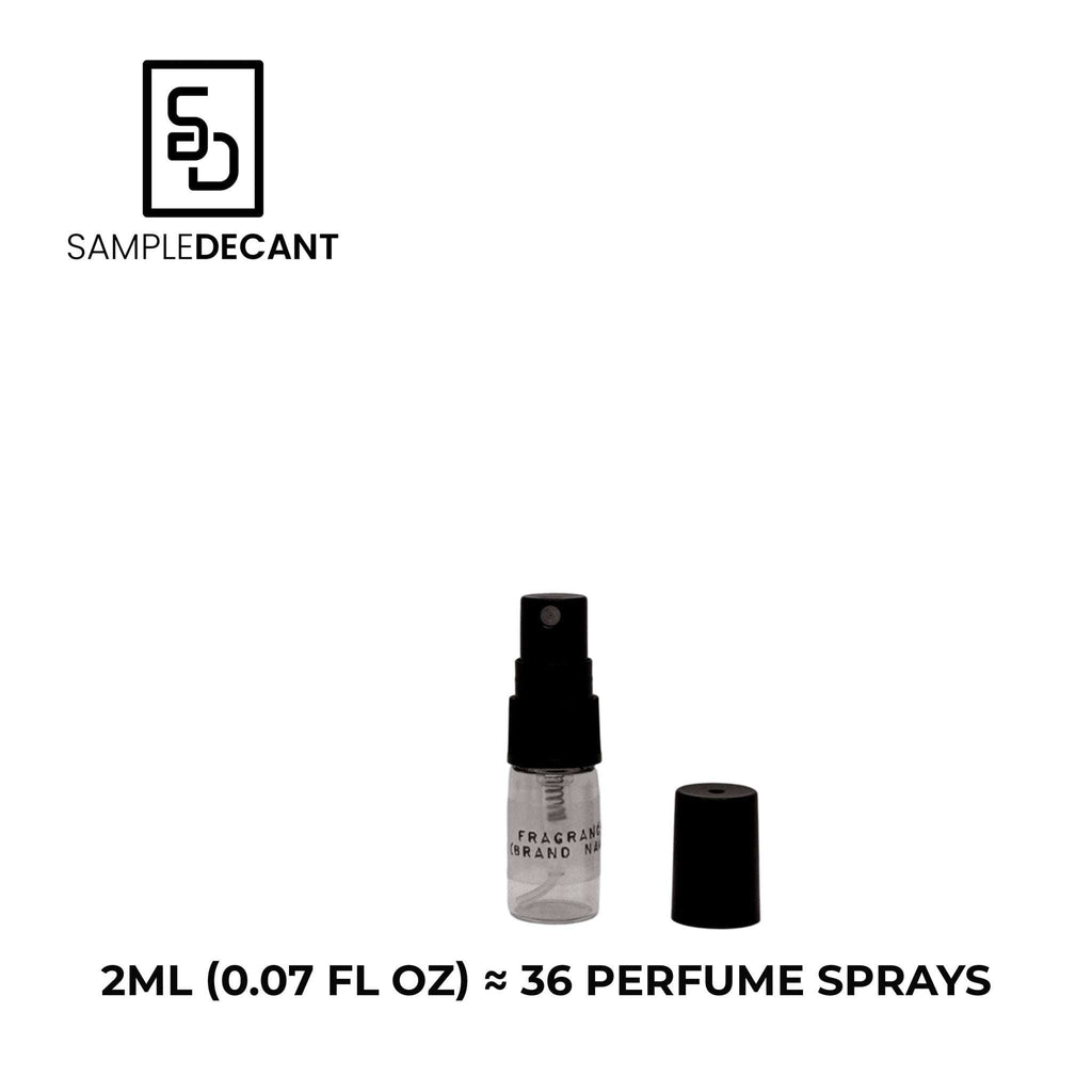 Aventus Creed decant fragrance sample bottle with black cap, 2ml size.