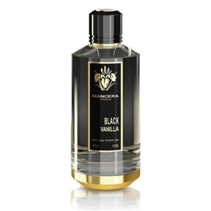 Black Vanilla Mancera unisex fragrance bottle with black and gold design