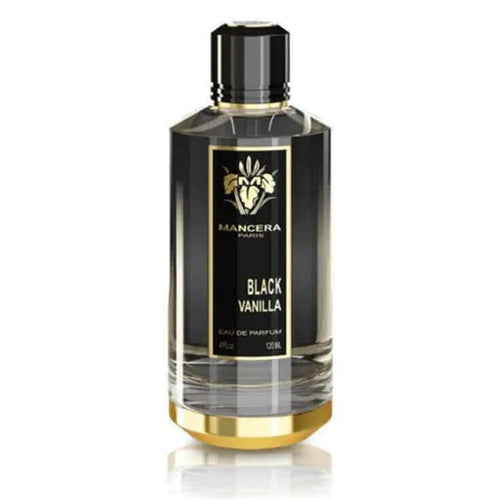 Black Vanilla Mancera unisex fragrance bottle with black and gold design