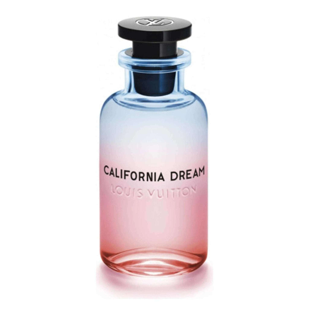 California Dream Louis Vuitton unisex fragrance bottle with gradient pink and blue design