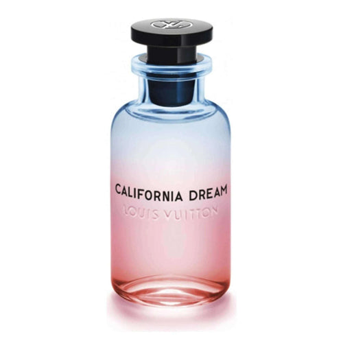 California Dream Louis Vuitton unisex fragrance bottle with gradient pink and blue design