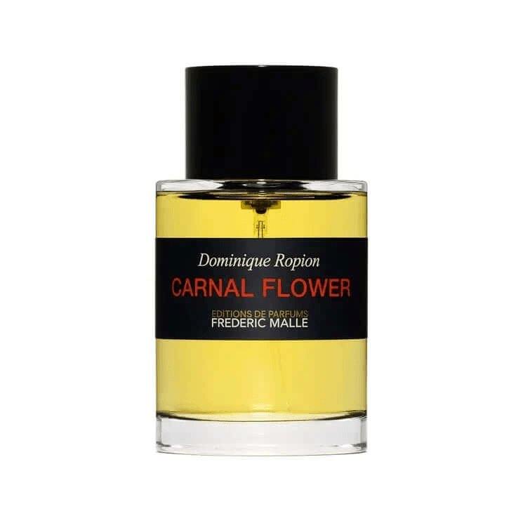 Carnal Flower Frederic Malle unisex fragrance decant with yellow liquid and black cap