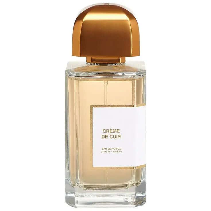Crème de Cuir BDK Parfums unisex leather fragrance bottle with gold cap and clear glass design