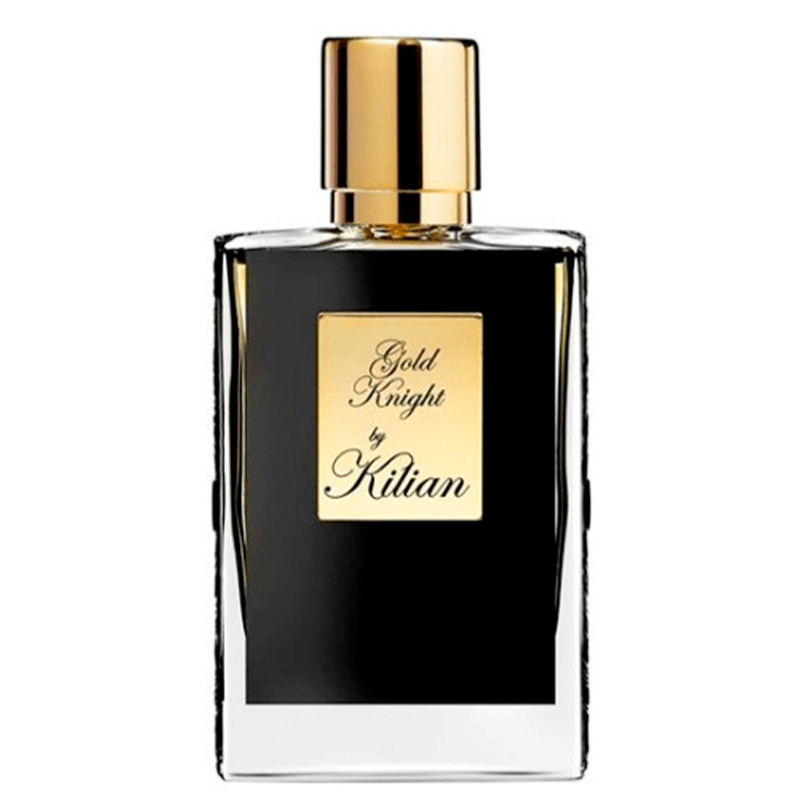 Parfum Gold Knight By Kilian men's fragrance sample decant with oriental woody scent and gold cap.