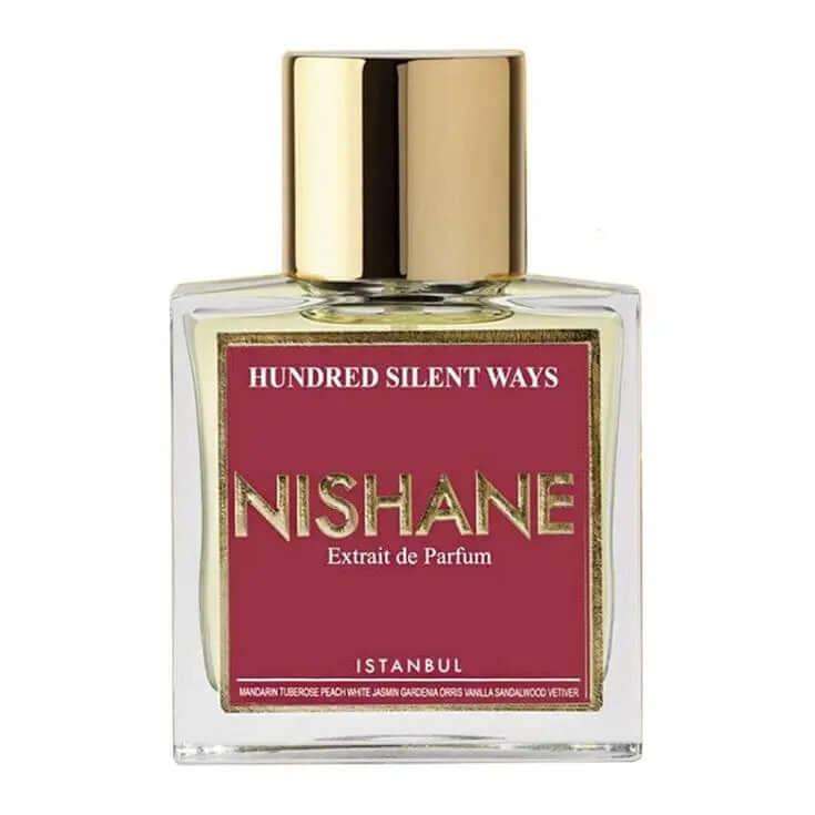 Hundred Silent Ways Nishane unisex fragrance sample bottle with gold cap and red label
