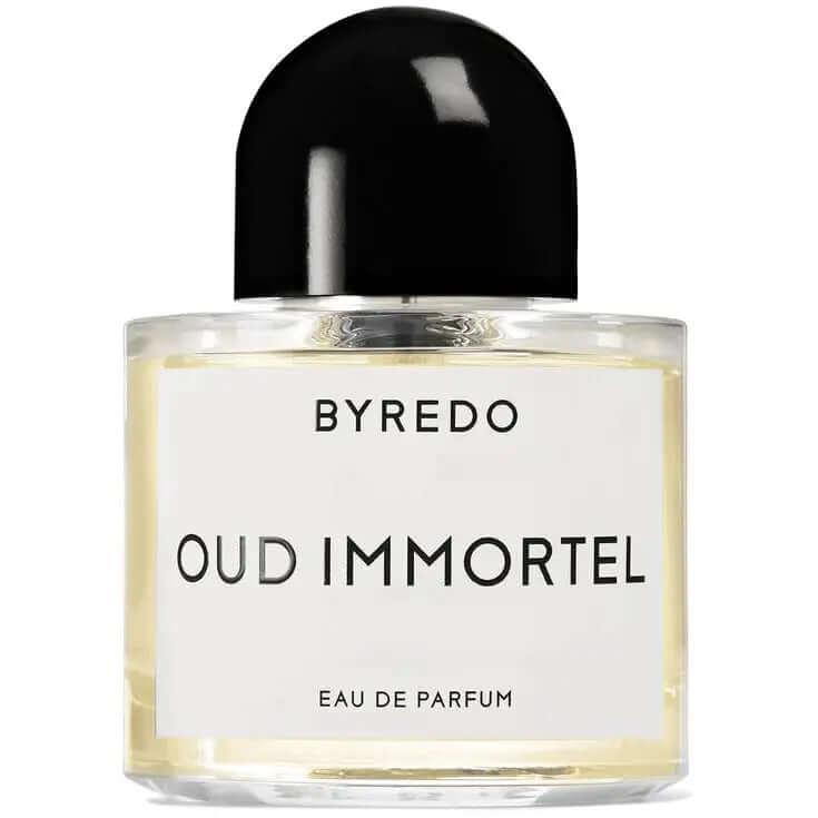 Byredo Oud Immortel unisex eau de parfum bottle with black cap and clear label