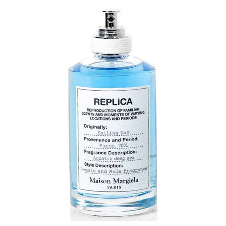 Maison Martin Margiela Sailing Day unisex fragrance sample decant bottle with blue liquid and white label