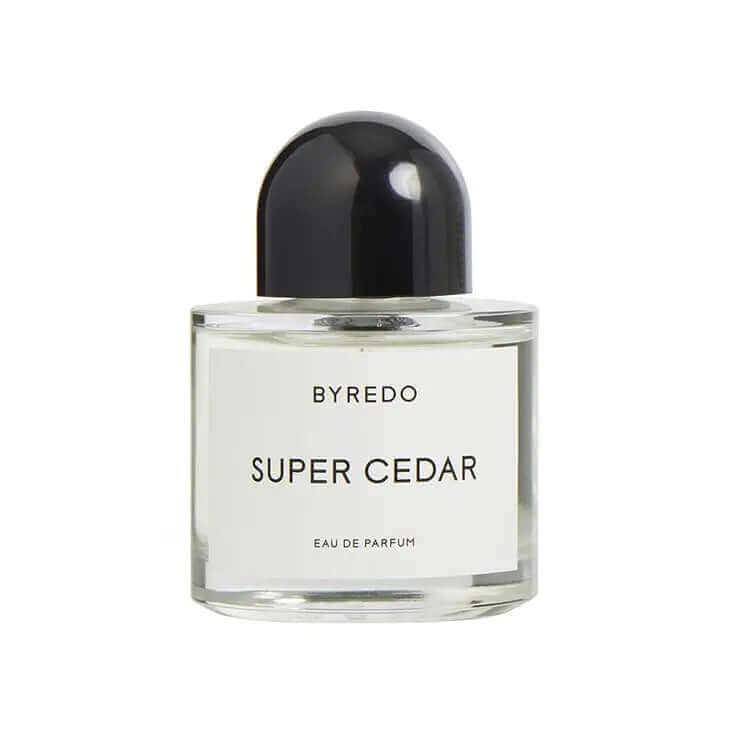 Byredo Super Cedar unisex eau de parfum sample bottle with black cap and white label