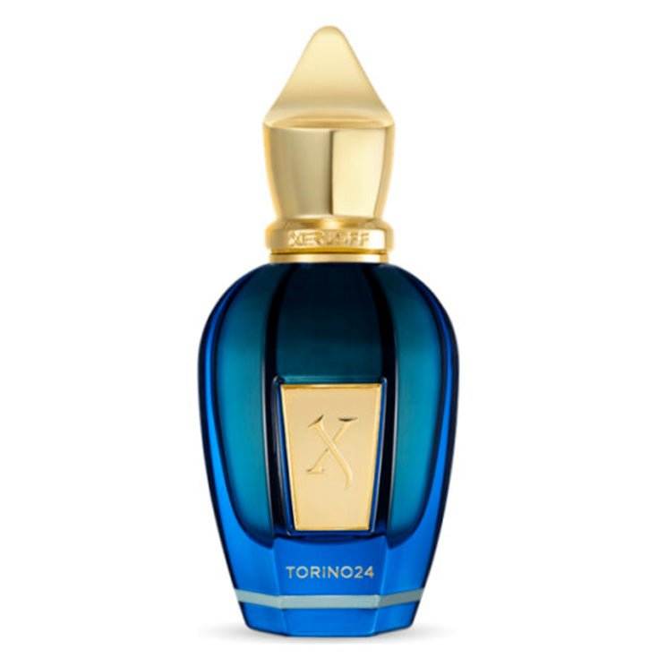 Blue and gold bottle of Parfum Torino24 Xerjoff unisex fragrance sample decant