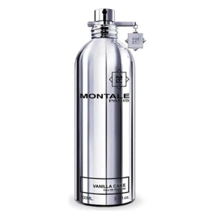 Montale Vanilla Cake unisex fragrance bottle with reflective silver finish and black text