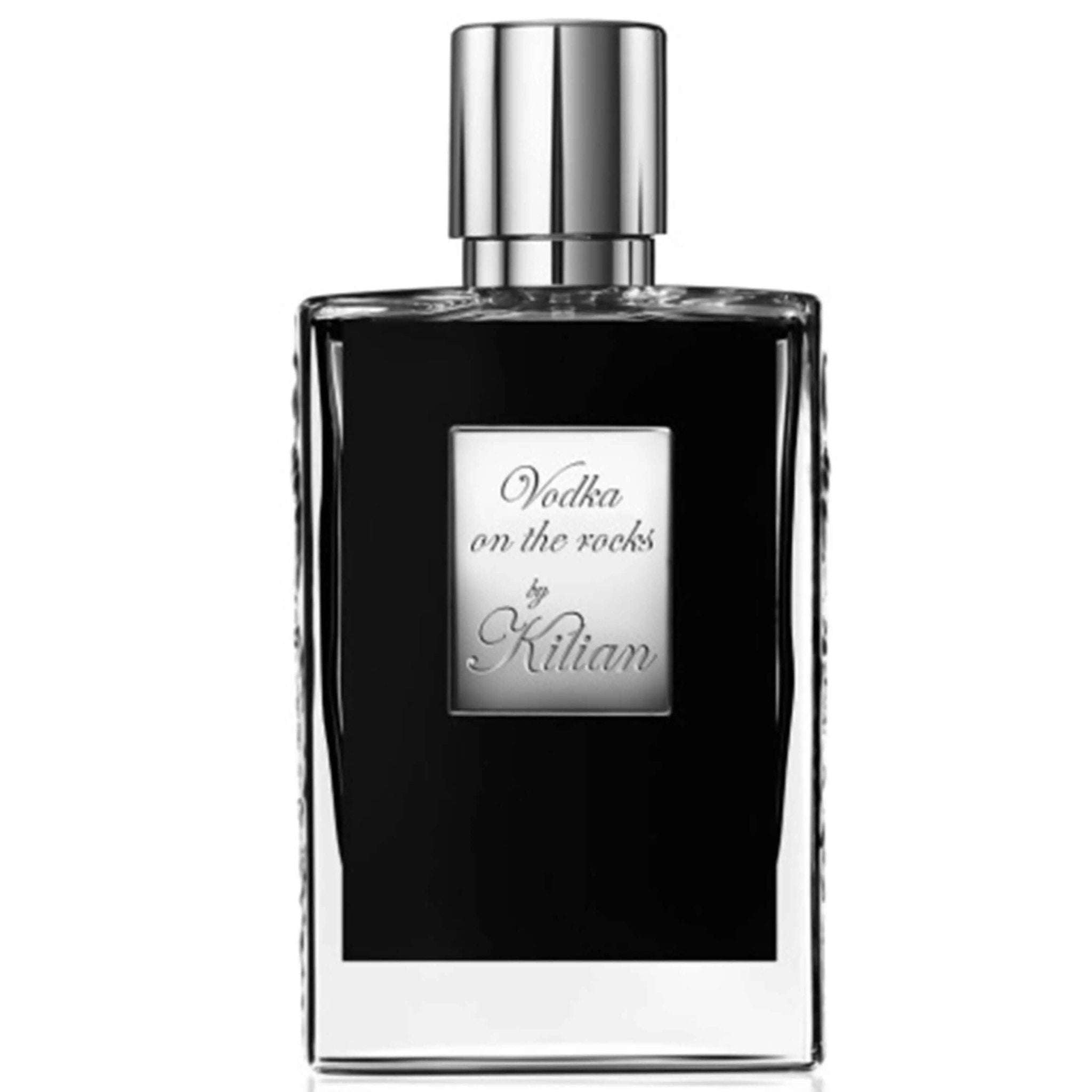 Vodka on the Rocks by Kilian unisex fragrance bottle with sleek black and silver design
